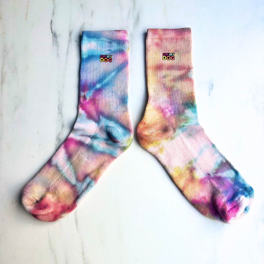 OHMYDOG tie dye socks by The Distinguished Dog Company