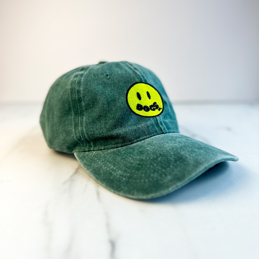 Unisex Embroidered Doggy Smile Cap | Forest Green