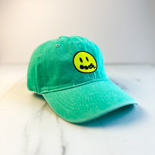 Unisex Embroidered Doggy Smile Cap | Turquoise