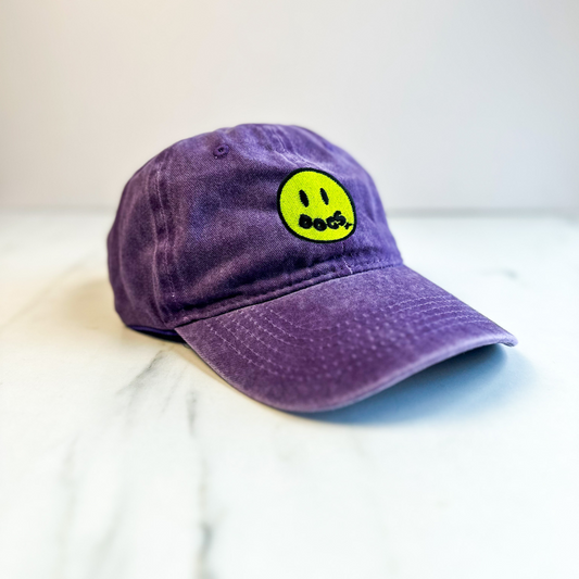 Unisex Embroidered Doggy Smile Cap | Purple