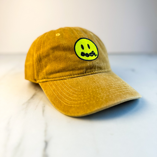 Unisex Embroidered Doggy Smile Cap | Mustard