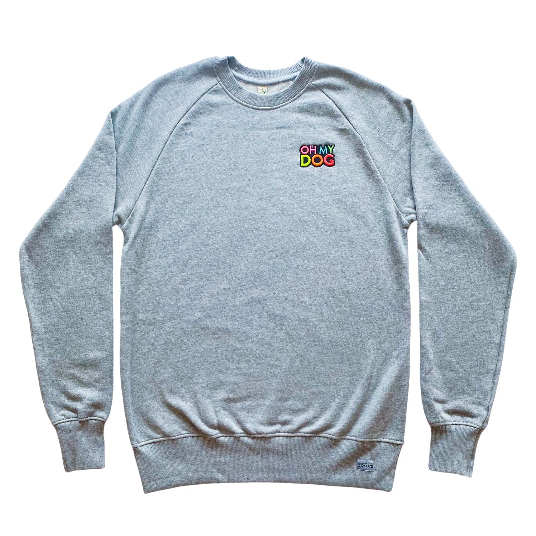OHMYDOG Slogan Sweatshirt | Grey with Neon Embroidery
