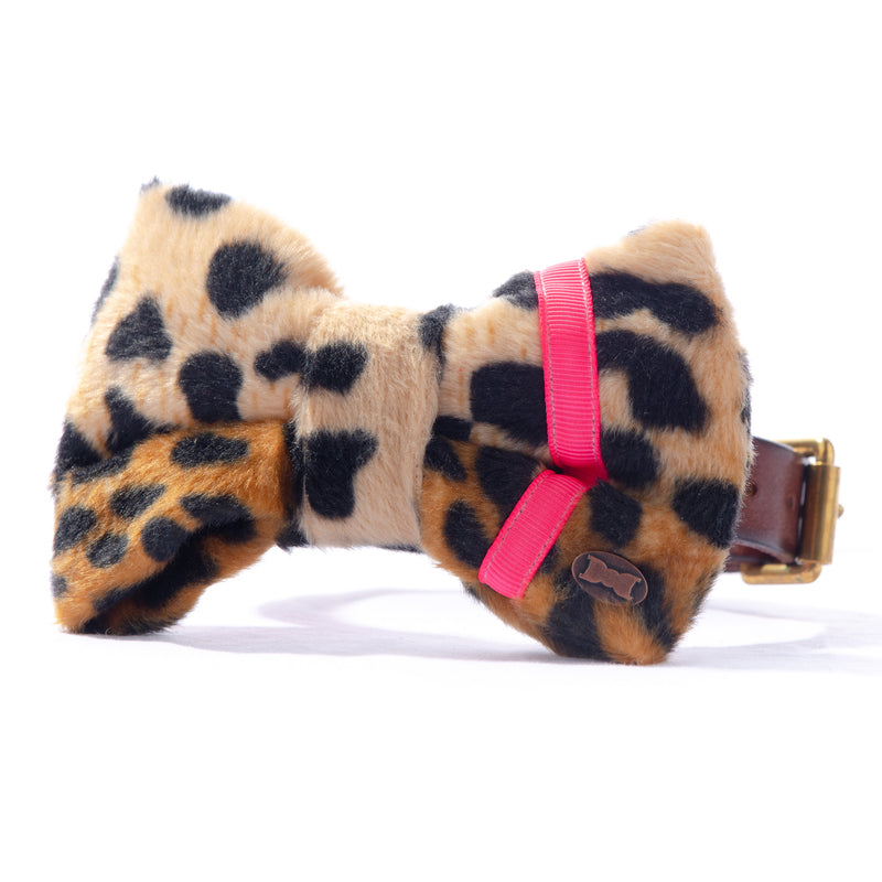 Neon Leopard Dog Bow Tie | Pink