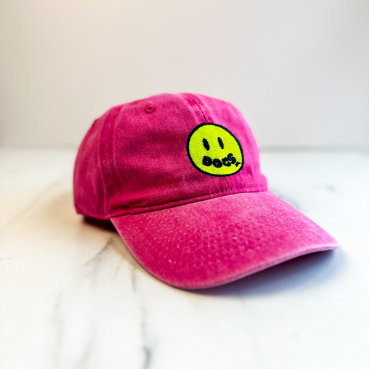 Unisex Embroidered Doggy Smile Cap | Dark Pink