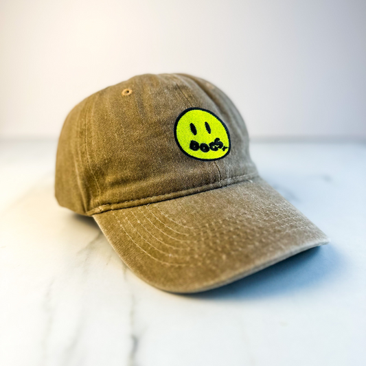 Unisex Embroidered Doggy Smile Cap | Khaki