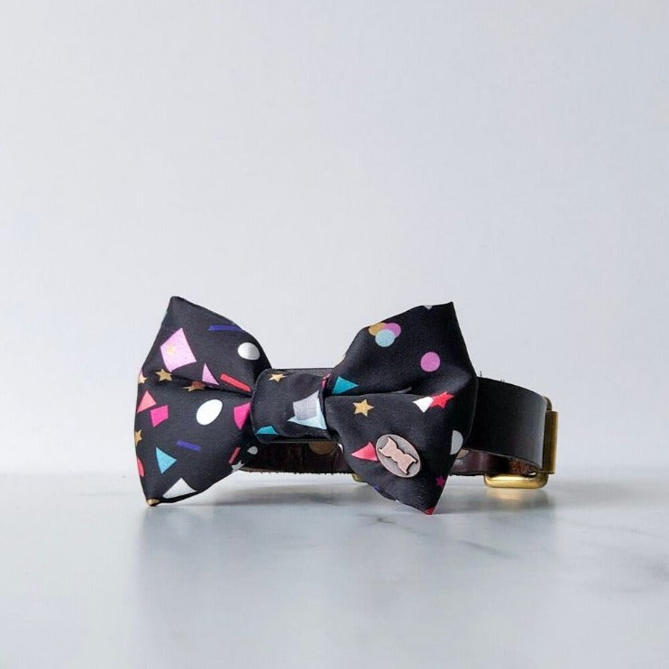 Confetti Satin Party Dog Bow Tie