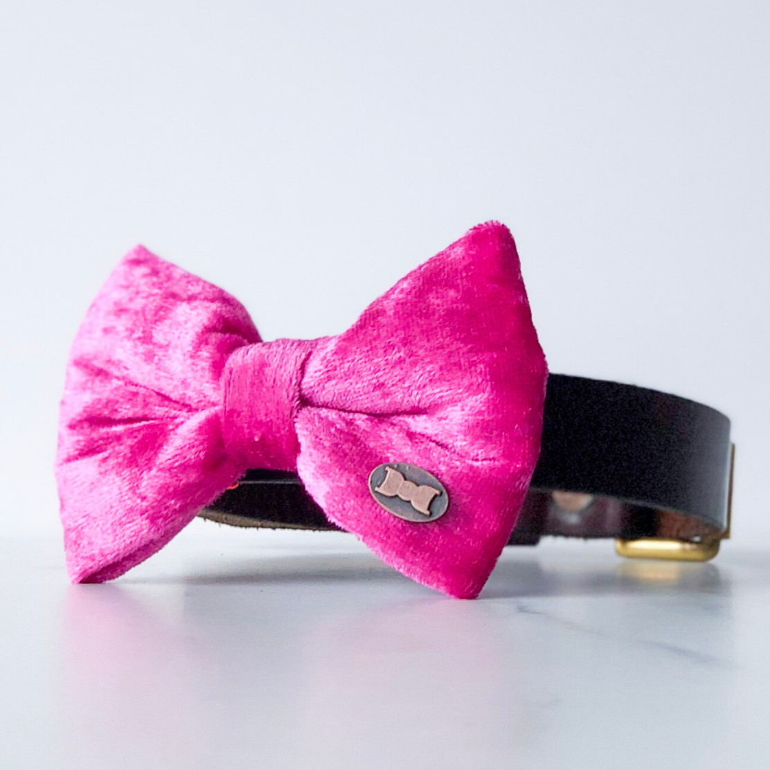 Pink Pop Velvet Bow Tie