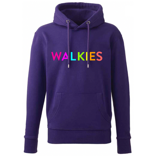 WALKIES Slogan Hoodie | Neon Rainbow Embroidery | 12 Colours Available