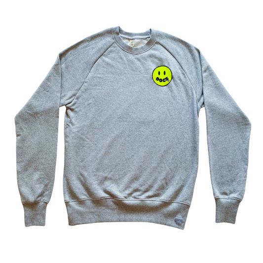 Doggy Smile Embroidered Sweatshirt | Grey with Neon Embroidery