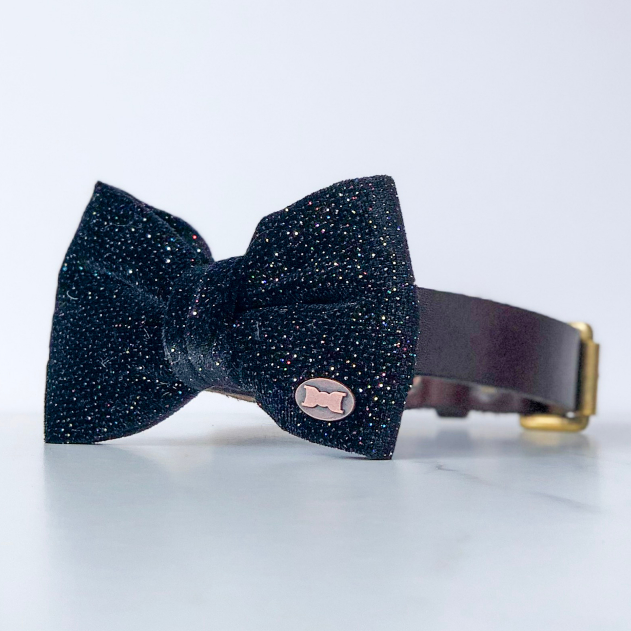 Glitter and velvet dog bow tie in small