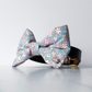 Grey floral dog bow tie in large