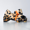 Neon orange and leopard dog bow tie in large