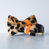 Neon orange and leopard dog bow tie in small