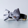 Silver velvet bow tie in small
