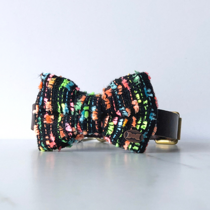 Neon Rainbow Boucle Dog Bow Tie