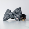 Black and white tweed dog bow tie in large
