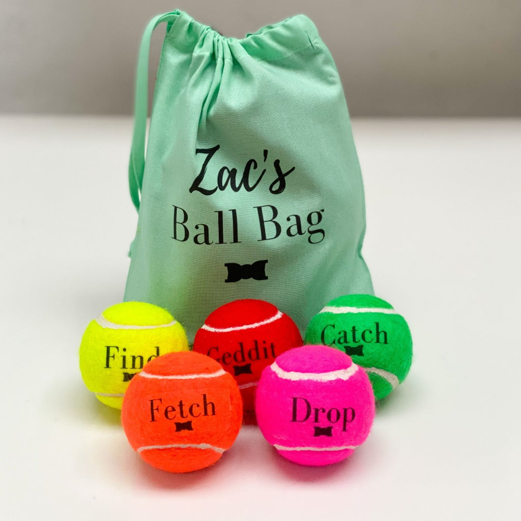The Ball Bag® | Dog Tennis Ball Set with Personalised Bag
